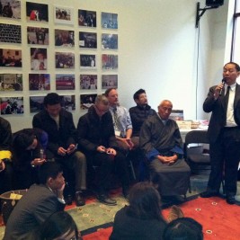 Lobsang Nyandak speaks to Tibet Lobby Day participants at ICT's office during a reception held Monday, March 18th.